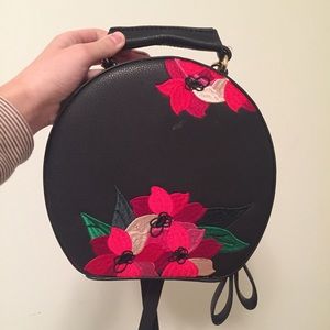 ZARA black floral circle bag